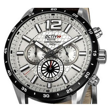 Reloj para hombre Westar Activ cronógrafo con correa de cuero y esfera marrón de cuarzo 90249SBN127 100M
