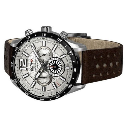 Reloj para hombre Westar Activ cronógrafo con correa de cuero y esfera marrón de cuarzo 90249SBN127 100M