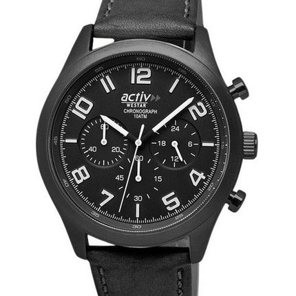 Reloj para hombre Westar Activ cronógrafo con correa de cuero y esfera negra de cuarzo 90261GGN103 100M
