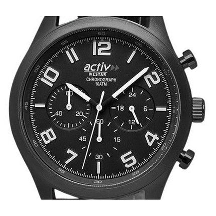 Reloj para hombre Westar Activ cronógrafo con correa de cuero y esfera negra de cuarzo 90261GGN103 100M
