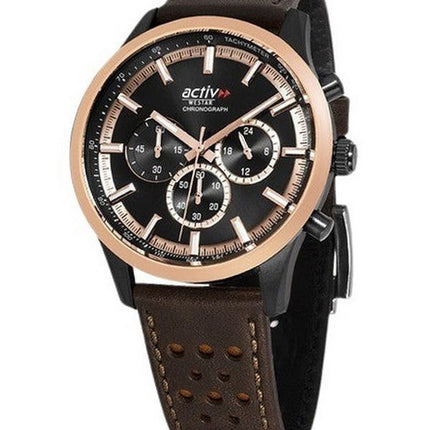 Reloj para hombre Westar Activ cronógrafo con correa de cuero y esfera negra de cuarzo 90265BPN603 100M