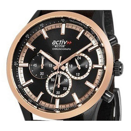 Reloj para hombre Westar Activ cronógrafo con correa de cuero y esfera negra de cuarzo 90265BPN603 100M