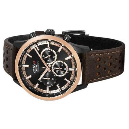 Reloj para hombre Westar Activ cronógrafo con correa de cuero y esfera negra de cuarzo 90265BPN603 100M