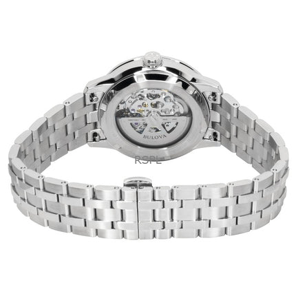 Reloj Bulova Sutton automático esqueleto de acero inoxidable verde 96A329 para hombre
