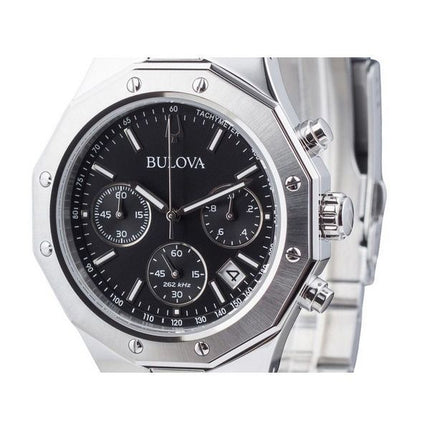 Bulova Classic Precisionist Octágono Cronógrafo Acero inoxidable Esfera negra Cuarzo 96B410 100M Reloj para hombre