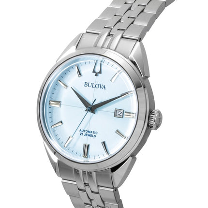 Reloj Bulova Sutton de acero inoxidable con esfera azul hielo, automático, 96B423, para hombre