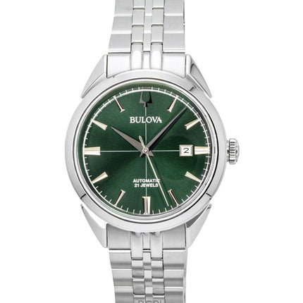 Reloj Bulova Sutton automático de acero inoxidable con esfera verde 96B424 para hombre