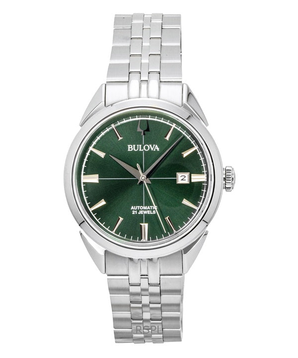 Reloj Bulova Sutton automático de acero inoxidable con esfera verde 96B424 para hombre