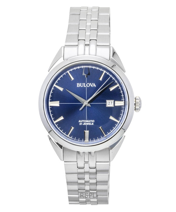 Reloj Bulova Sutton automático de acero inoxidable con esfera azul 96B425 para hombre