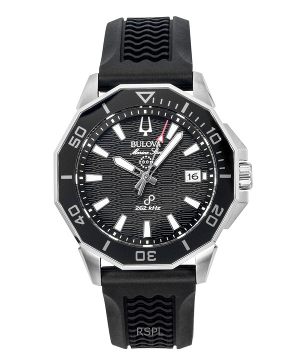 Reloj de buceo Bulova Marine Star Precisionist de cuarzo con correa de silicona y esfera negra 96B432 200M para hombre