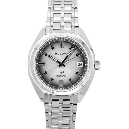 Reloj Bulova Jet Star para hombre, modelo 96B472, de acero inoxidable, esfera gris y movimiento de cuarzo.