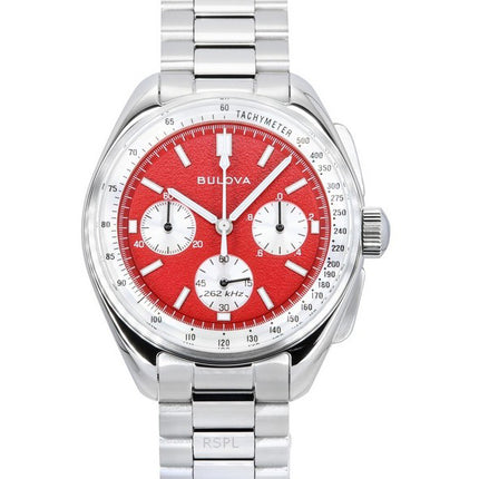 Reloj cronógrafo Bulova Lunar Pilot de acero inoxidable con esfera roja de cuarzo 96K115 para hombre