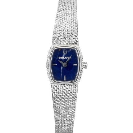 Reloj Bulova Goddess of Time para mujer, modelo 96L343, de acero inoxidable, esfera azul y movimiento de cuarzo.