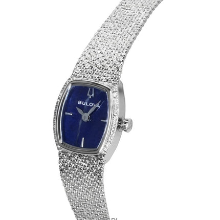 Reloj Bulova Goddess of Time para mujer, modelo 96L343, de acero inoxidable, esfera azul y movimiento de cuarzo.