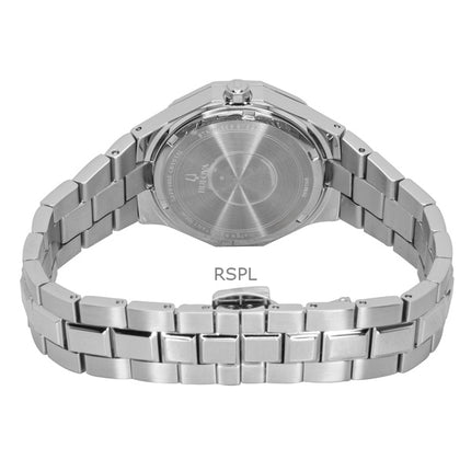 Reloj Bulova Prestige de acero inoxidable con esfera morada de cuarzo 96M168 100M para mujer