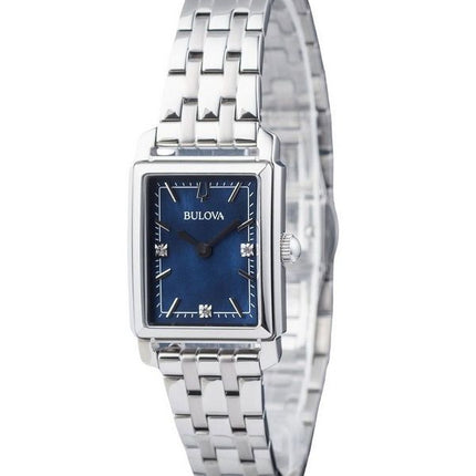 Reloj para mujer Bulova Classic Sutton Diamond Accent de acero inoxidable con esfera azul y cuarzo 96P245