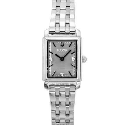 Reloj Bulova Sutton de cuarzo con detalles de diamantes, acero inoxidable, esfera de nácar gris, 96P252, para mujer