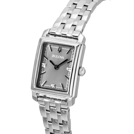 Reloj Bulova Sutton de cuarzo con detalles de diamantes, acero inoxidable, esfera de nácar gris, 96P252, para mujer