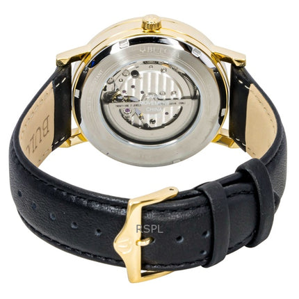 Reloj Bulova American Clipper con correa de cuero y esfera negra, automático, 97A154, para hombre