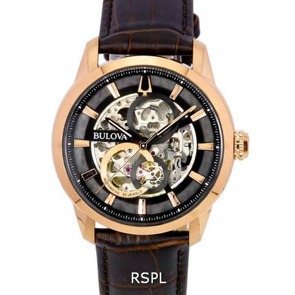 Bulova Classic Sutton Black Skeleton Dial Automático 97A169 Reloj para hombre
