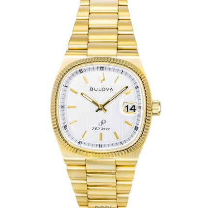 Reloj Bulova Super Seville de acero inoxidable en tono dorado con esfera blanca de cuarzo 97B223 para hombre