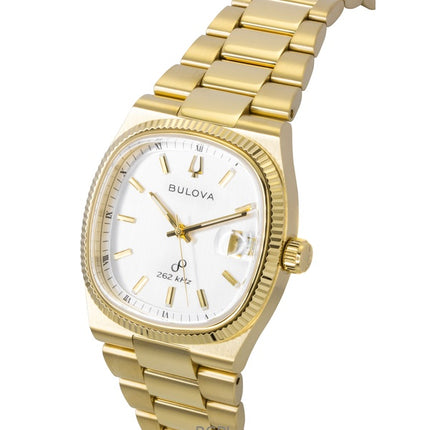 Reloj Bulova Super Seville de acero inoxidable en tono dorado con esfera blanca de cuarzo 97B223 para hombre