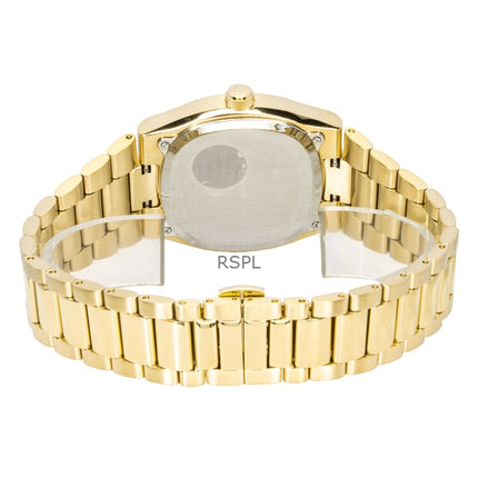 Reloj Bulova Super Seville de acero inoxidable en tono dorado con esfera verde de cuarzo 97B237 para hombre