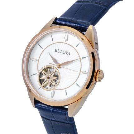 Reloj automático Bulova Sutton 97L180 para mujer con correa de piel y esfera de nácar.