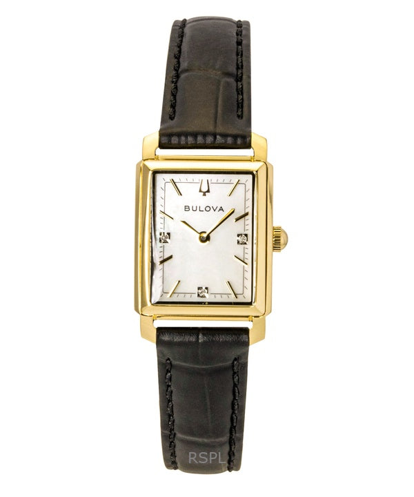 Reloj de cuarzo Bulova Sutton 97P166 para mujer con correa de piel, esfera de nácar y diamantes