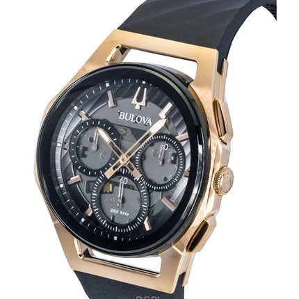 Reloj Bulova Curv Cronógrafo de cuarzo con correa de caucho y esfera negra 98A185 para hombre
