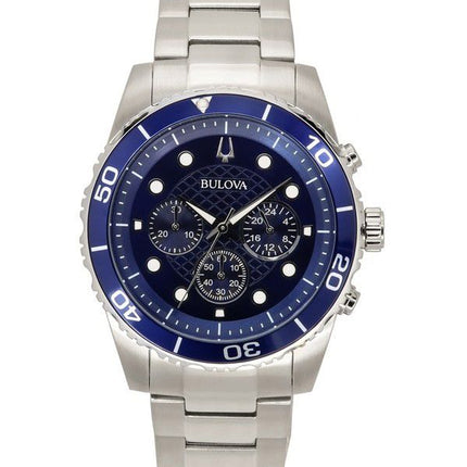 Bulova Essentials Cronógrafo Acero inoxidable Esfera azul Cuarzo 98A209 100M Reloj para hombre
