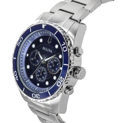 Bulova Essentials Cronógrafo Acero inoxidable Esfera azul Cuarzo 98A209 100M Reloj para hombre