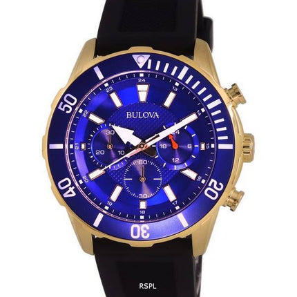 Bulova Sport Cronógrafo Silicon Blue Dial Cuarzo 98A244 100M Reloj para hombre