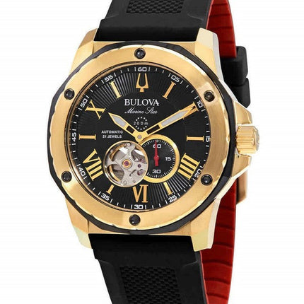 Reloj de buceo automático Bulova Marine Star Open Heart con esfera negra, 98A272, 200 m, para hombre, reacondicionado