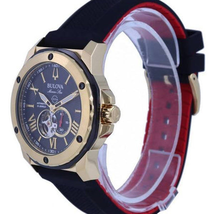 Reloj de buceo automático Bulova Marine Star Open Heart con esfera negra, 98A272, 200 m, para hombre, reacondicionado