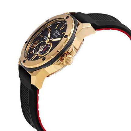Reloj de buceo automático Bulova Marine Star Open Heart con esfera negra, 98A272, 200 m, para hombre, reacondicionado