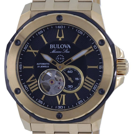 Bulova Marine Star Open Heart Black Dial Automatic Diver's 98A273 200M Reloj para hombre