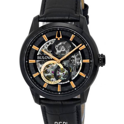Reloj Bulova Classic Sutton Black Skeleton Dial Automático 98A283 para hombre