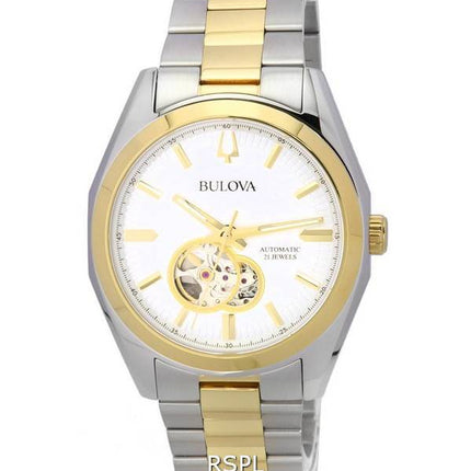 Bulova Surveyor Silver Open Heart Dial Automático 98A284 Reloj para hombre