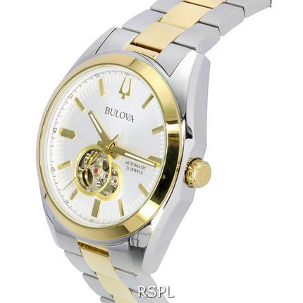 Bulova Surveyor Silver Open Heart Dial Automático 98A284 Reloj para hombre