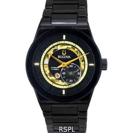 Reloj Bulova Modern Millennia Semi Skeleton con esfera negra automático 98A291 para hombre