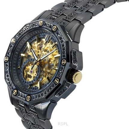 Reloj automático Bulova Octava Crystal Accents de acero inoxidable con esfera dorada y esqueleto 98A293 para hombre