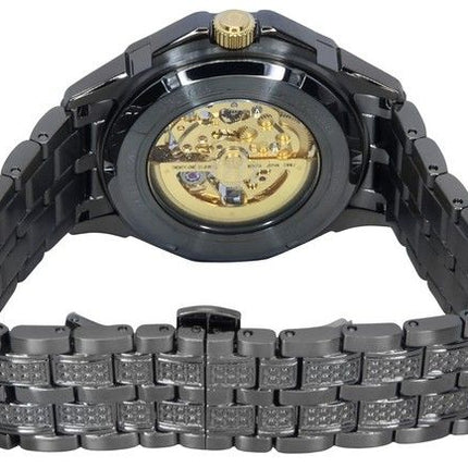 Reloj automático Bulova Octava Crystal Accents de acero inoxidable con esfera dorada y esqueleto 98A293 para hombre