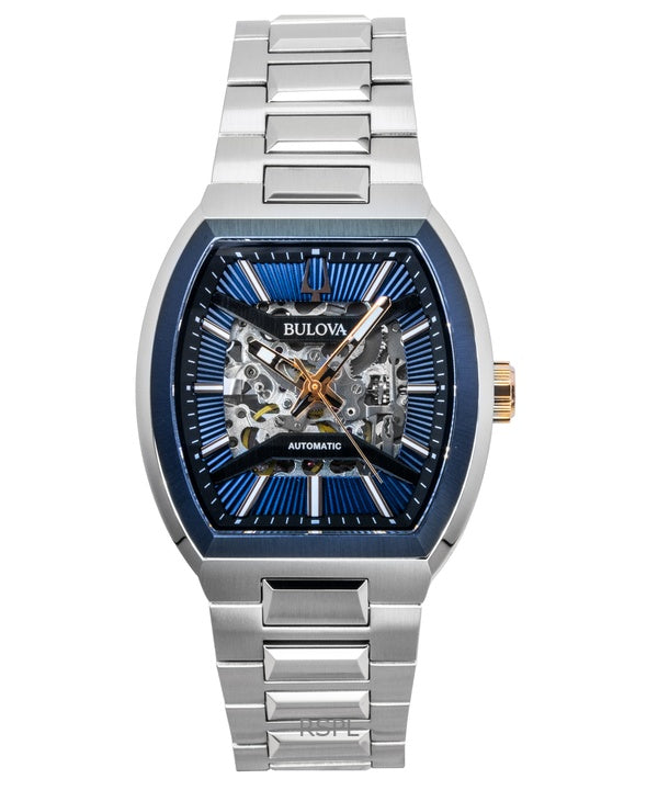 Reloj automático Bulova Maquina de acero inoxidable con esfera azul 98A319 para hombre