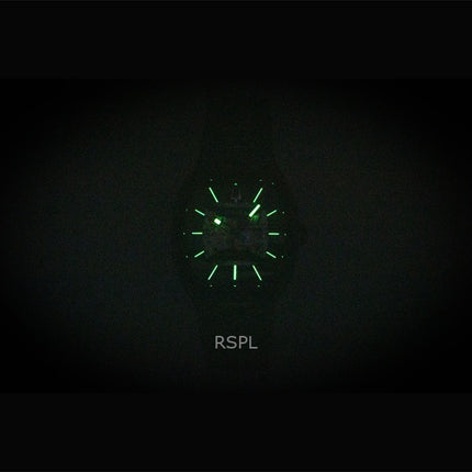 Reloj Bulova Maquina automático para hombre, modelo 98A321, con esfera esqueleto verde y caja de acero inoxidable.