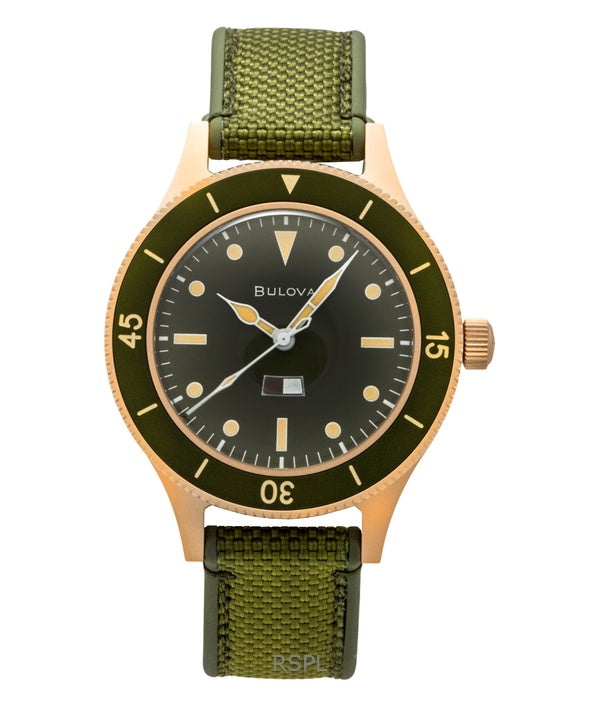 Reloj Bulova Mil Ships Edición Especial 150 Aniversario Esfera Verde Automático de Buceo 98A324 200M para Hombre