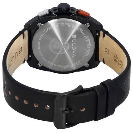 Reloj cronógrafo Bulova Racer con correa de cuero y esfera negra de cuarzo 98B428 100M para hombre