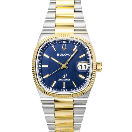 Reloj Bulova Super Seville de cuarzo en dos tonos, acero inoxidable y esfera azul 98B462 para hombre