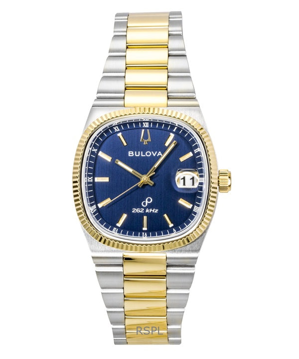Reloj Bulova Super Seville de cuarzo en dos tonos, acero inoxidable y esfera azul 98B462 para hombre