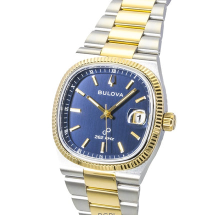 Reloj Bulova Super Seville de cuarzo en dos tonos, acero inoxidable y esfera azul 98B462 para hombre